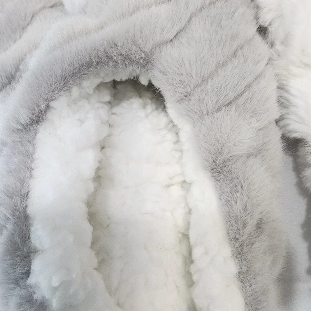 Auden Faux Fur Slipper Socks/gripper M/L 8-10 Gray/ White Lot Of 2 New